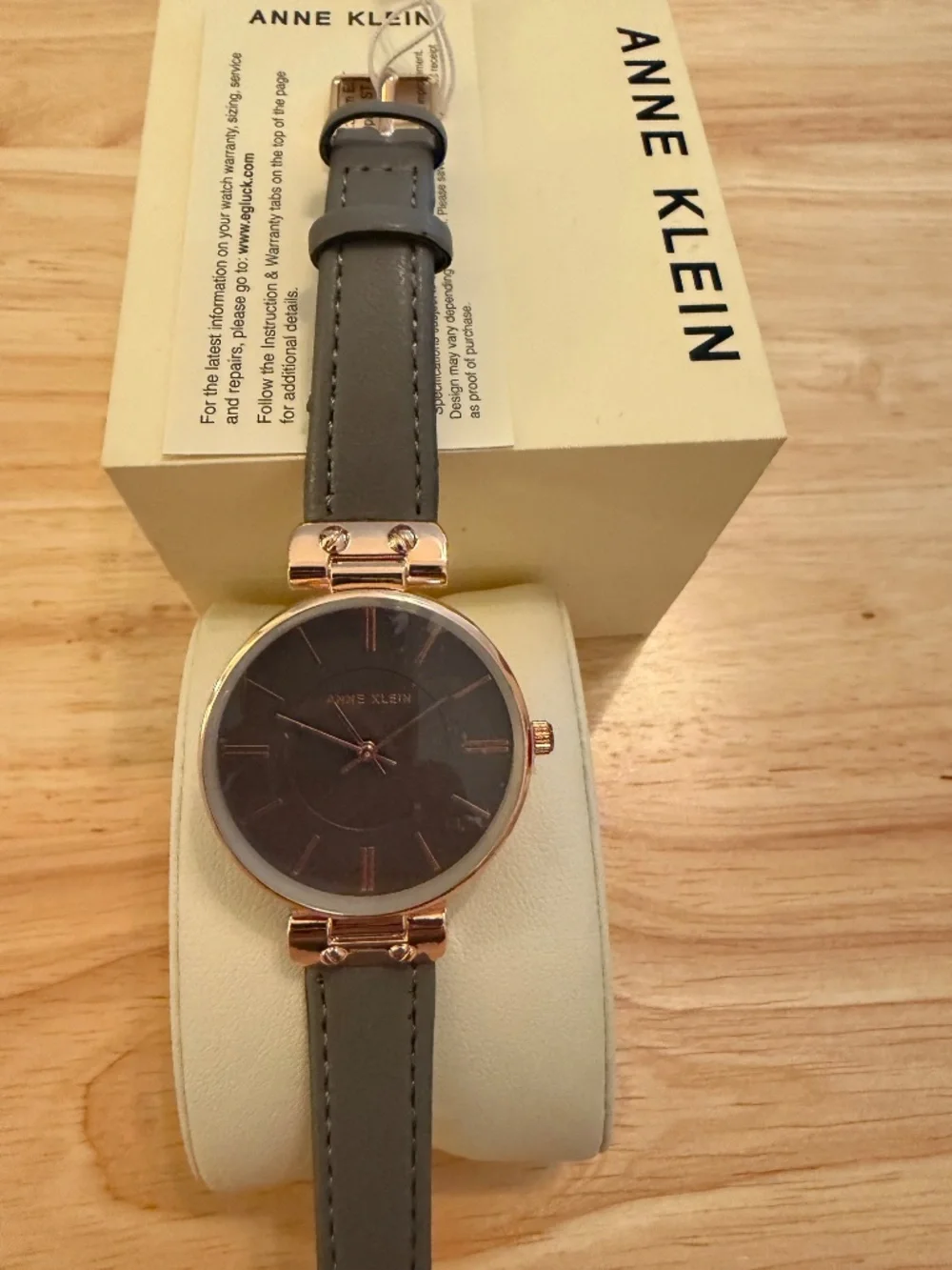 Anne Klein ladies leather watch Grey / Rose Gold